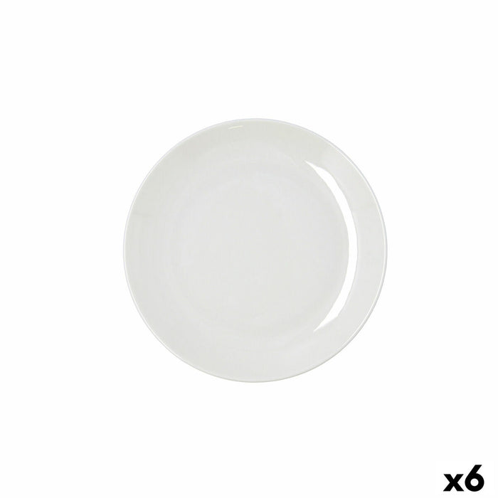 Flat Plate Bidasoa Harmony Hydrozero White Ceramic Ø 19 cm (6 Units)