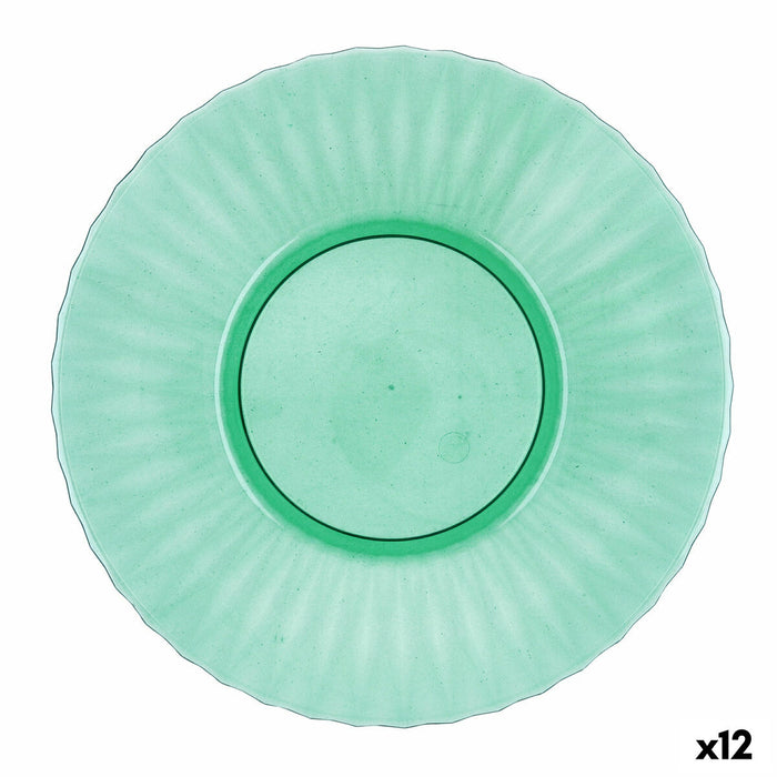Flat Plate Quid Iris Green Plastic Ø 26 cm (12 Units)