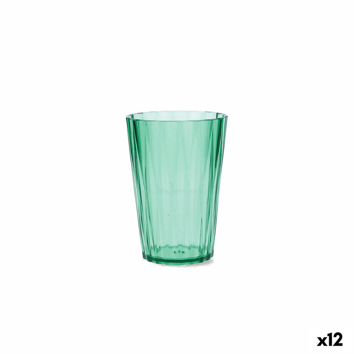 Glass for water Quid Iris Green Plastic 400 ml (12 Units)