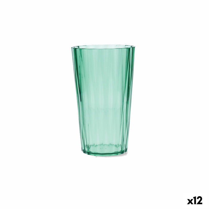 Glass for water Quid Iris Green Plastic 600 ml (12 Units)
