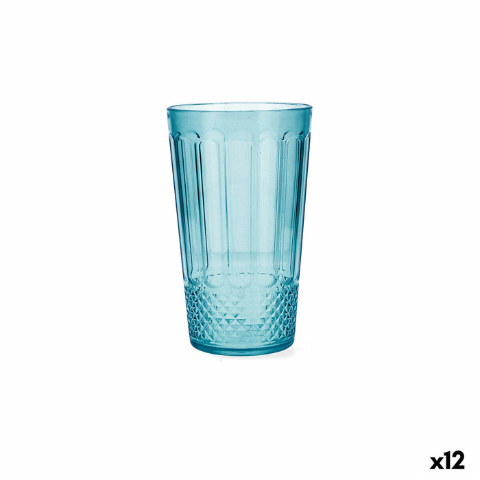 Glass for water Quid Gaia Turquoise Plastic 600 ml (12 Units)