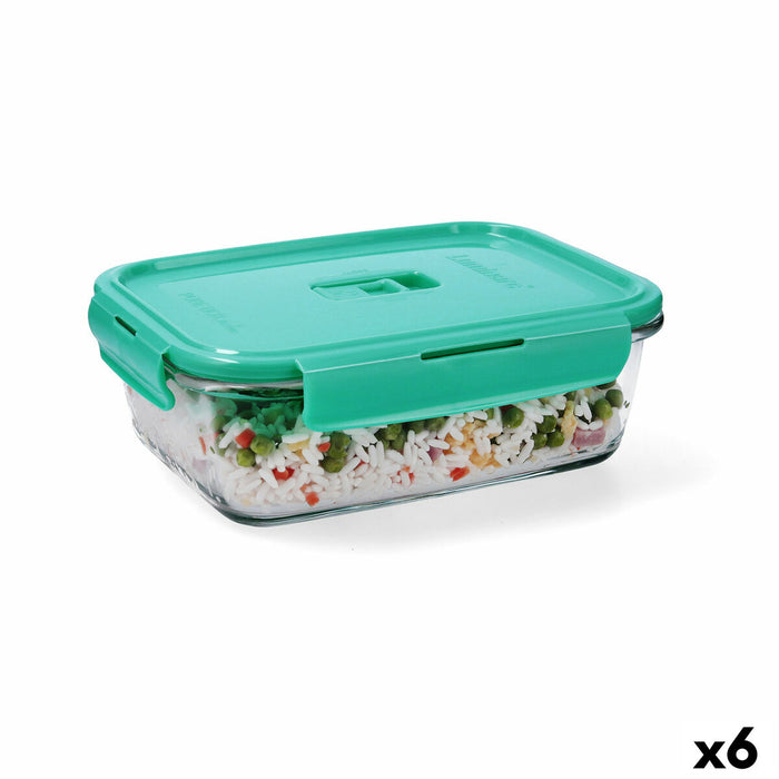 Hermetic Lunch Box Luminarc Turquesa Turquoise Glass 1,22 L (6 Units)