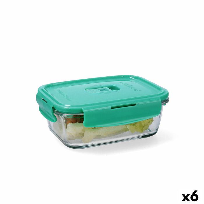 Hermetic Lunch Box Luminarc Turquesa Turquoise Glass 820 ml (6 Units)