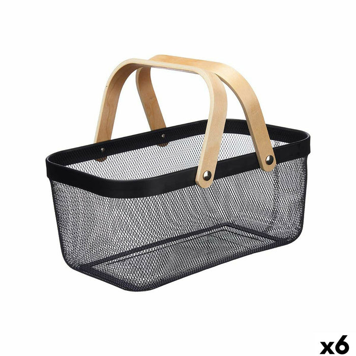 Multi-purpose basket Kinvara 1031 Black Wood Metal 42,5 x 18 x 26,5 cm (6 Units)