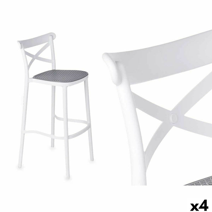 Stool Gift Decor White Grey polypropylene Rattan 41 x 103 x 52,5 cm (4 Units)