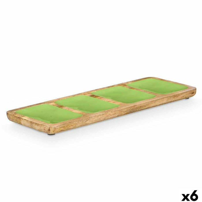 Tray with Compartments Gift Decor Green 46 x 3 x 17 cm (6 Units)