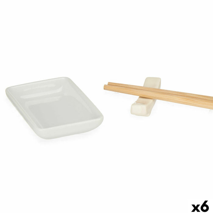 Sushi Set Kinvara White Bamboo Porcelain 27,5 x 2,5 x 20,5 cm 19,5 x 2,5 x 26,5 cm (12 Pieces) (6 Units)