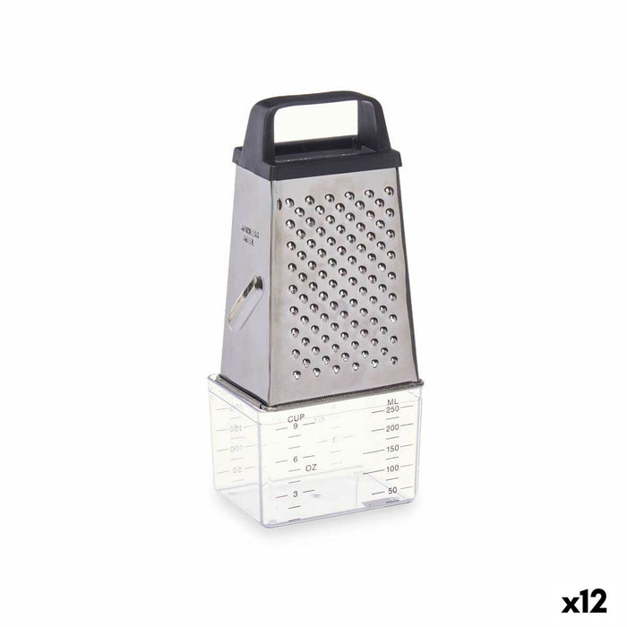 Grater with Container Kinvara Transparent Silver Stainless steel polypropylene polystyrene 9 x 6,7 x 20,5 cm (12 Units)