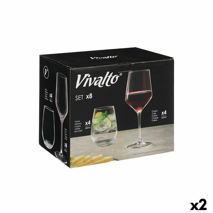 Glass and Wine Glass Set Vivalto (8 Pieces) (2 Units)