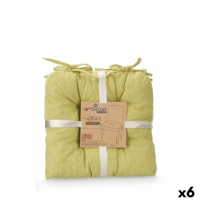 Set of cushions Gift Decor Green 40 x 40 x 7 cm 2 Pieces (6 Units)