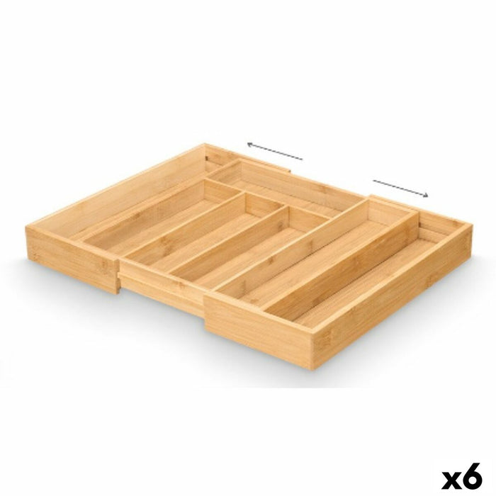 Cutlery Organiser Kinvara Natural Bamboo 47,5 x 5 x 36 cm Foldable (6 Units)