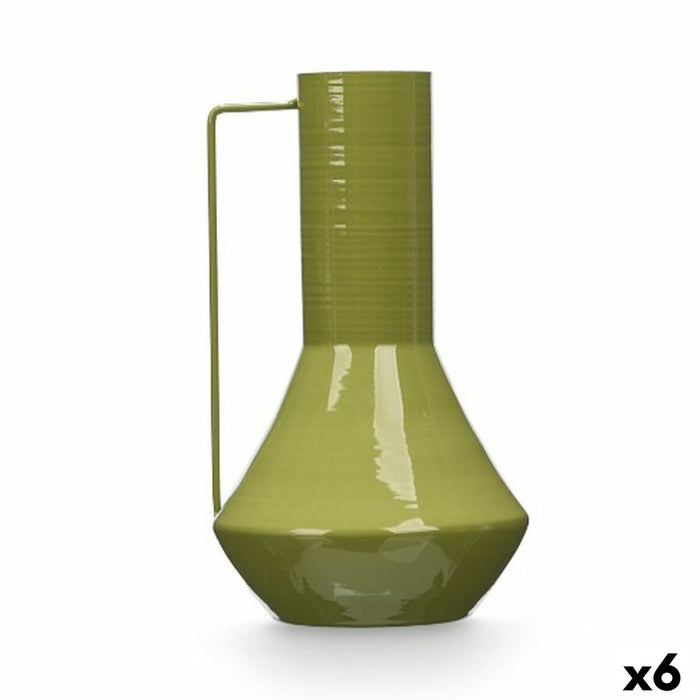 Vase Gift Decor Green Iron Conical 17 x 29 x 7 cm (6 Units)