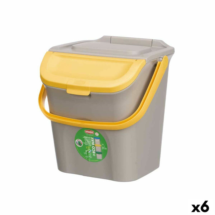 Waste bin Stefanplast ECOWAY Yellow Grey polypropylene 28 L Stackable (6 Units)